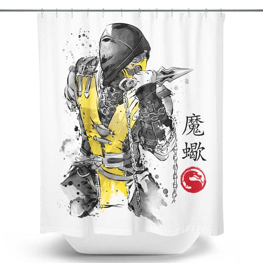 Fire Warrior Sumi-e - Shower Curtain