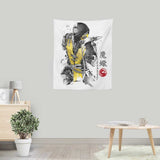 Fire Warrior Sumi-e - Wall Tapestry