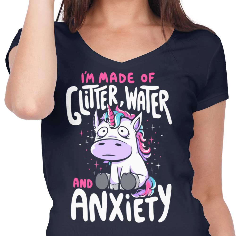 Glitter, Water, and Anxiety - Women's V-Neck