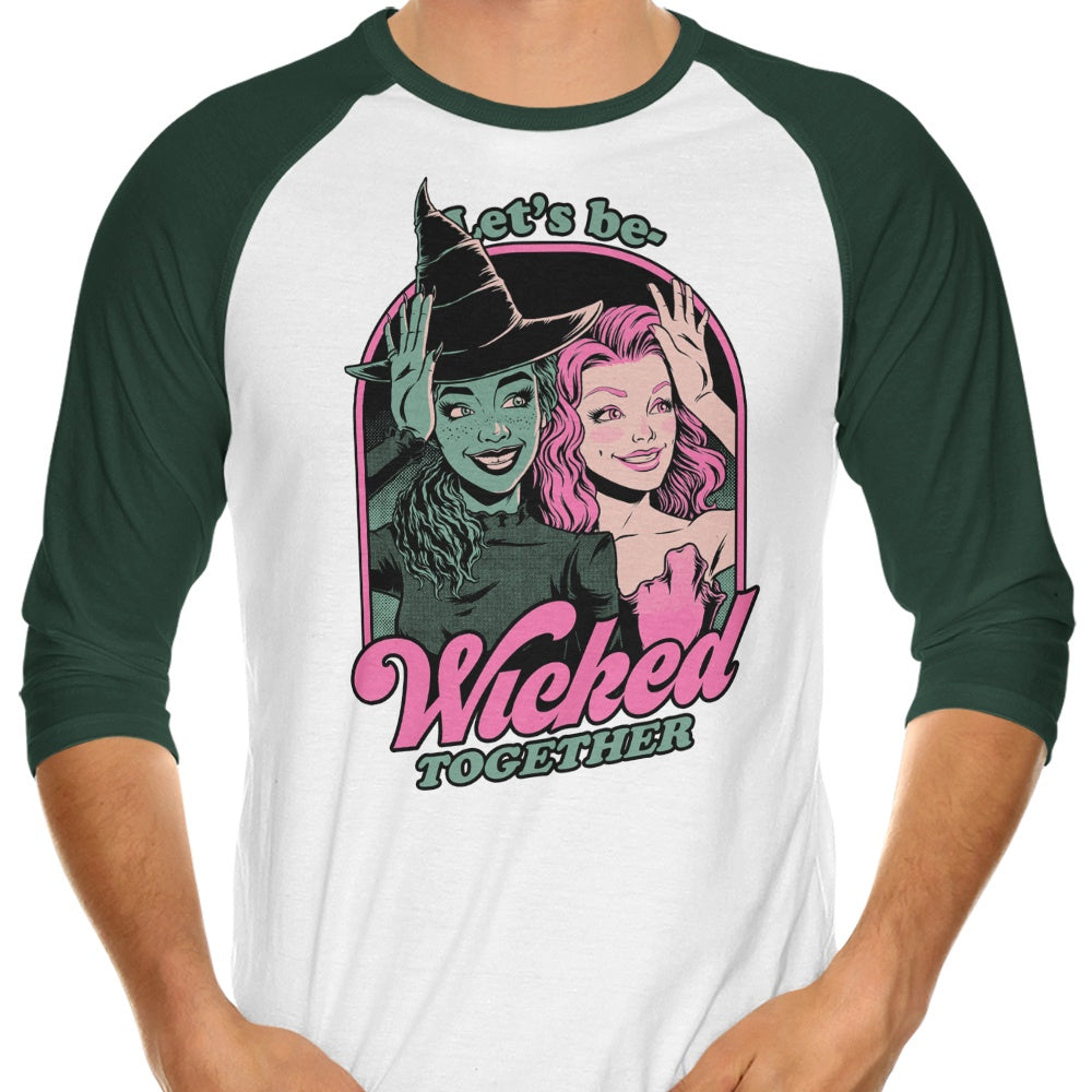 Green and Pink Witches - 3/4 Sleeve Raglan T-Shirt