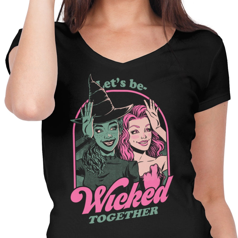 Green and Pink Witches - Women's V-Neck