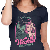 Green and Pink Witches - Women's V-Neck