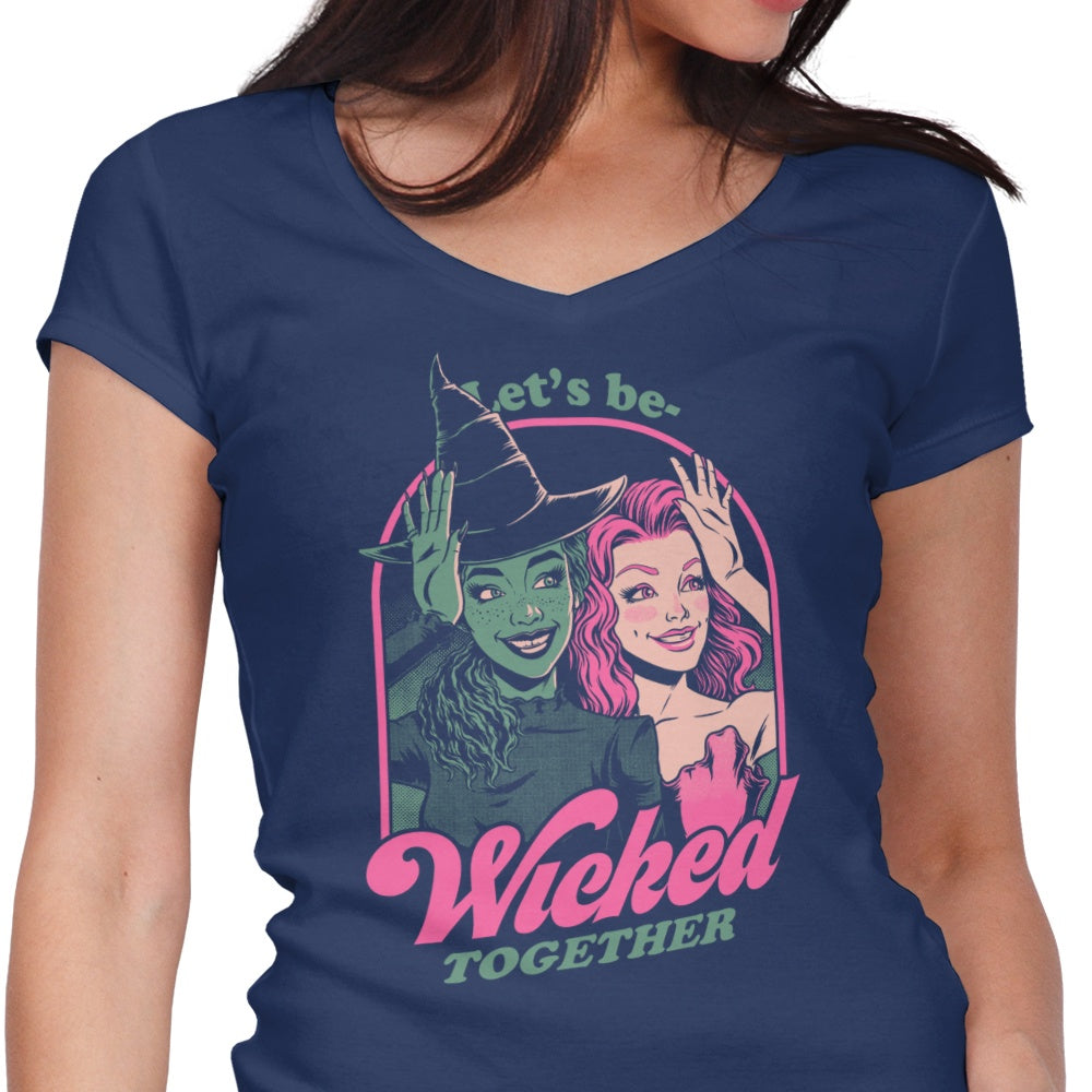 Green and Pink Witches - Women's V-Neck