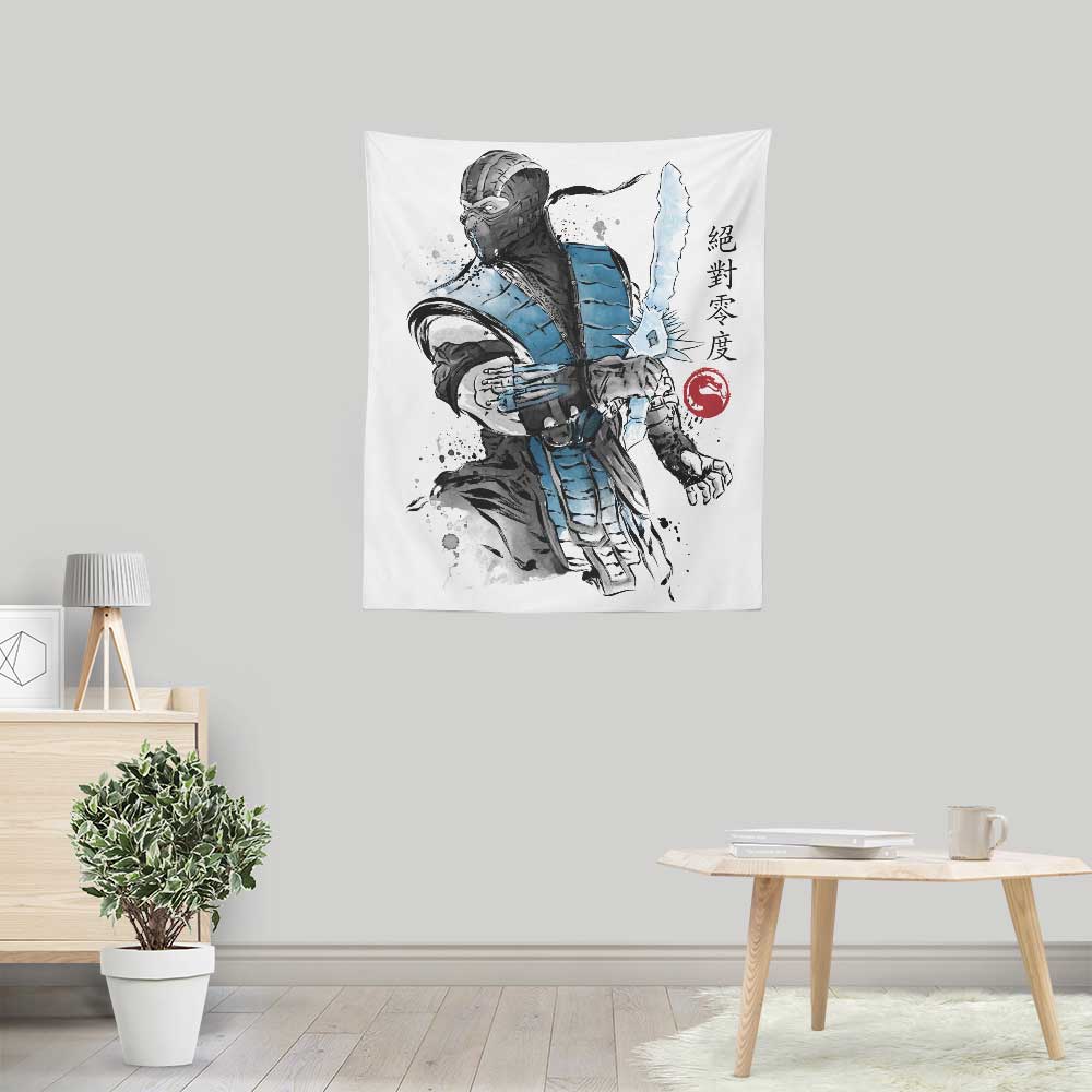 Ice Warrior Sumi-e - Wall Tapestry