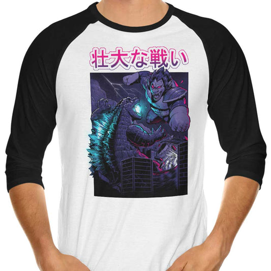 Kaiju Epic Battle - 3/4 Sleeve Raglan T-Shirt