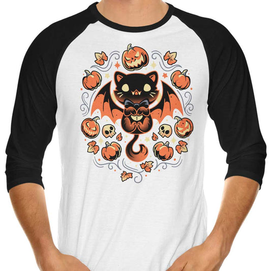 Midnight Vampire Cat - 3/4 Sleeve Raglan T-Shirt