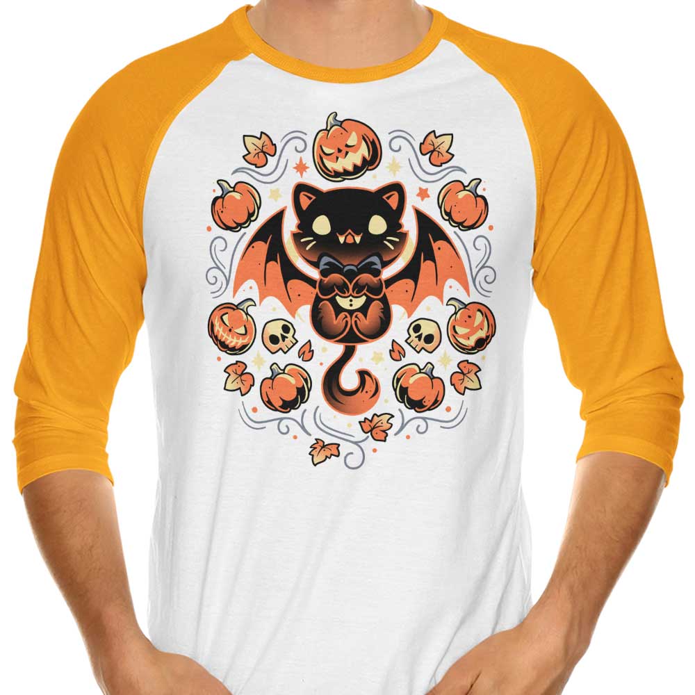 Midnight Vampire Cat - 3/4 Sleeve Raglan T-Shirt