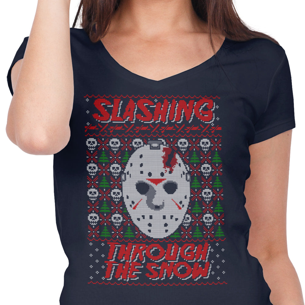 Slashing Through the Snow - Women's V-Neck