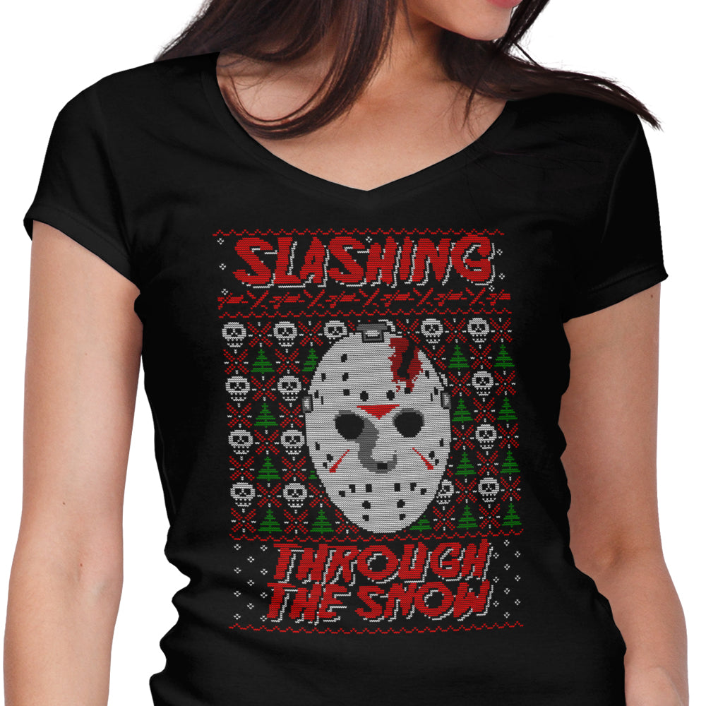 Slashing Through the Snow - Women's V-Neck