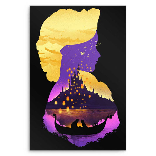 Tower Princess Silhouette - Metal Print