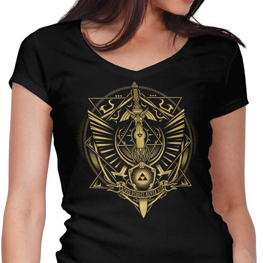 True Heroes Never Die (Gold) - Women's V-Neck