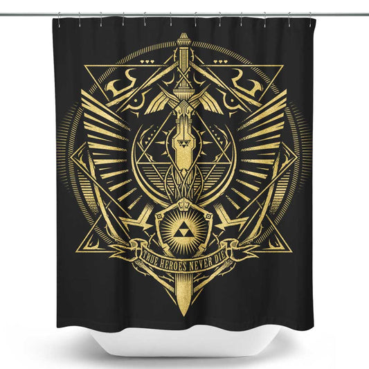 True Heroes Never Die (Gold) - Shower Curtain