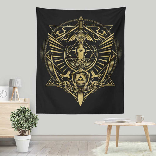 True Heroes Never Die (Gold) - Wall Tapestry