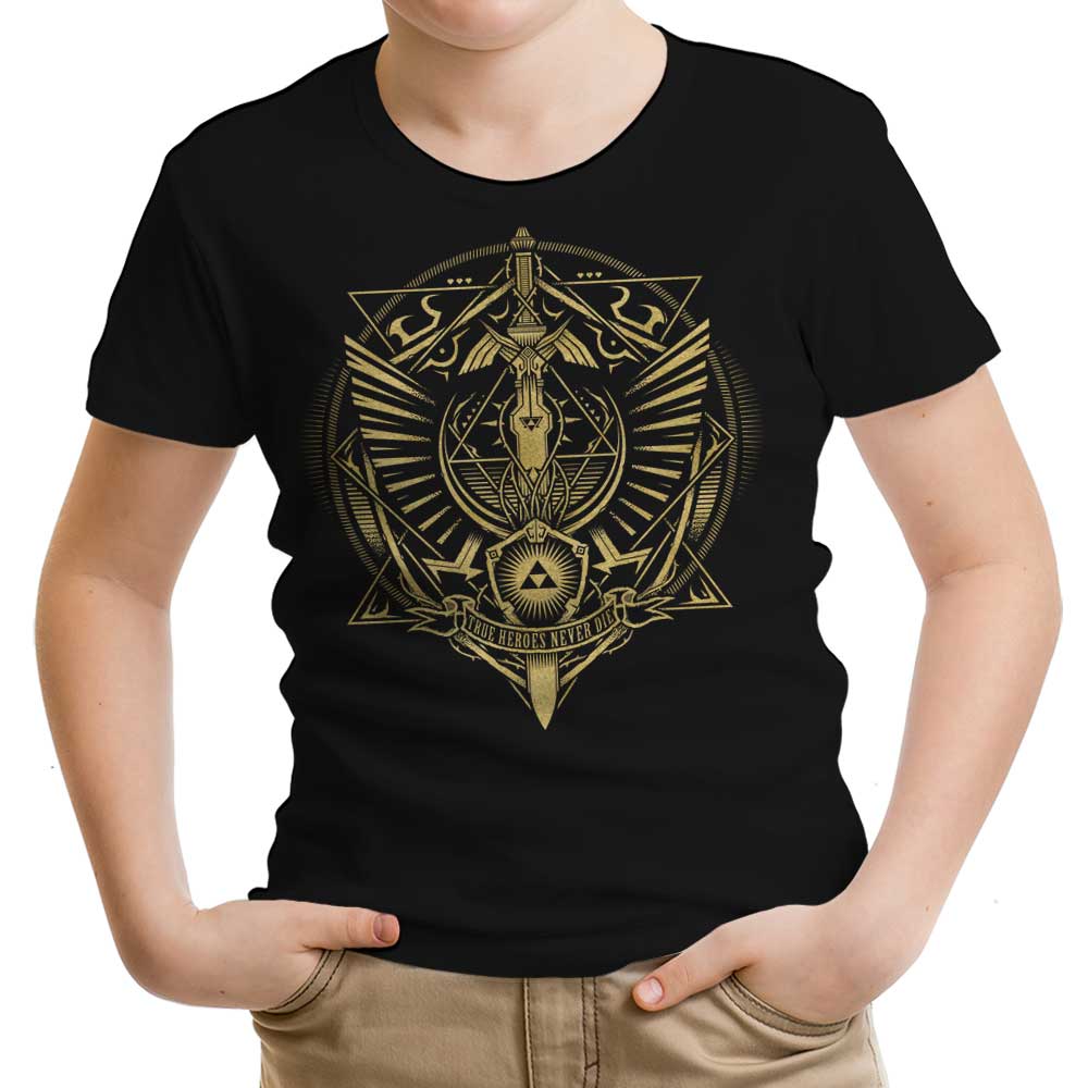 True Heroes Never Die (Gold) - Youth Apparel