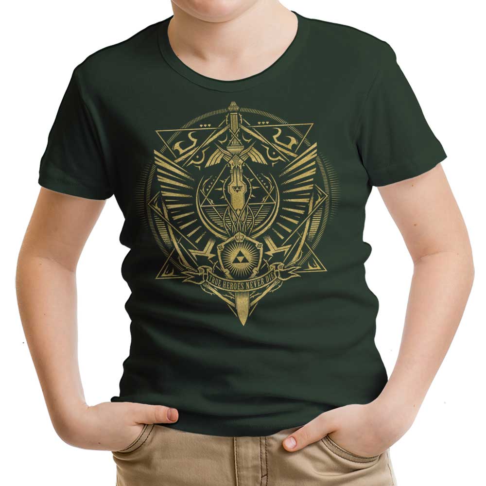 True Heroes Never Die (Gold) - Youth Apparel