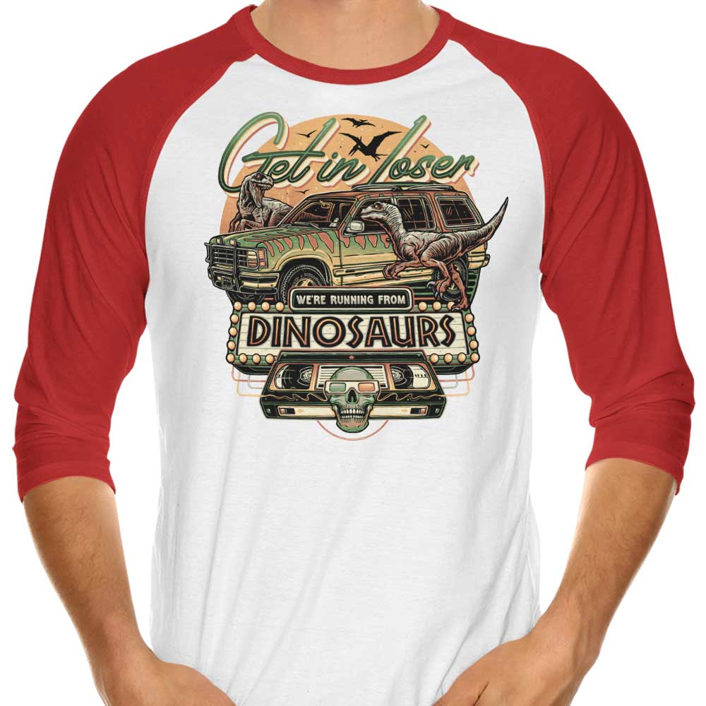 We're Running from Dinosaurs - 3/4 Sleeve Raglan T-Shirt