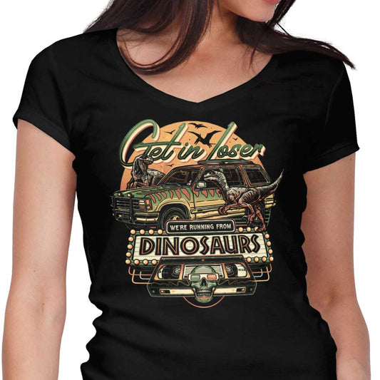 We're Running from Dinosaurs - Women's V-Neck