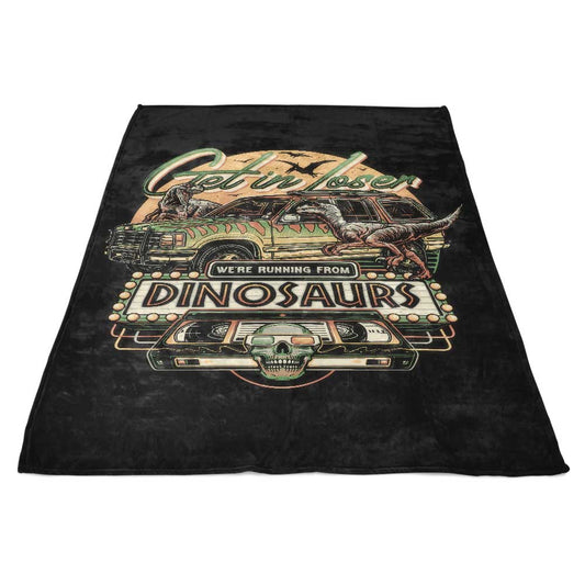 We're Running from Dinosaurs - Fleece Blanket