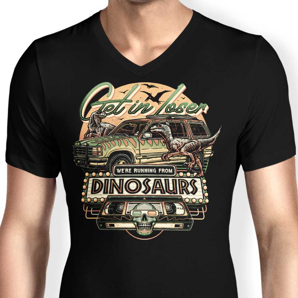 We're Running from Dinosaurs - Men's V-Neck