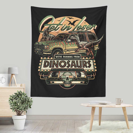 We're Running from Dinosaurs - Wall Tapestry