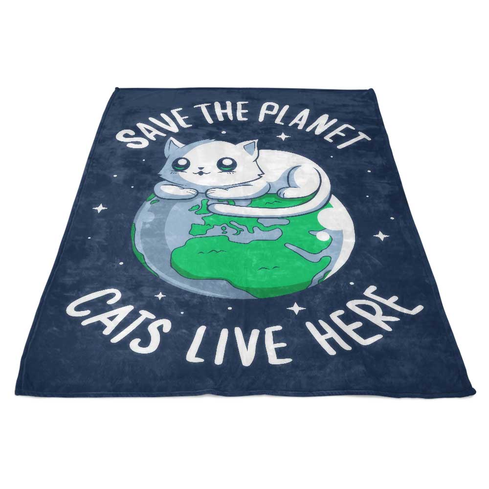 Cats Live Here - Fleece Blanket