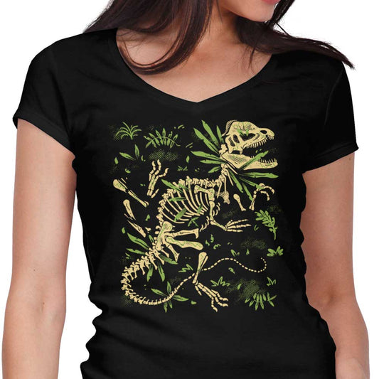 Dilophosaurus Fossils - Women's V-Neck