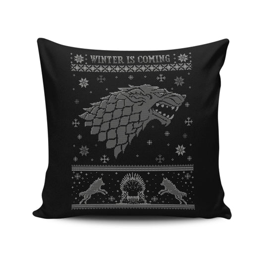 Grey Wolf Sweater - Throw Pillow