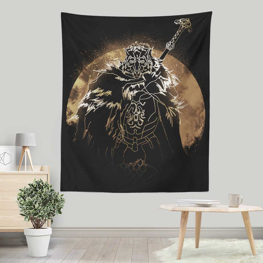 Half Wolf Orb - Wall Tapestry