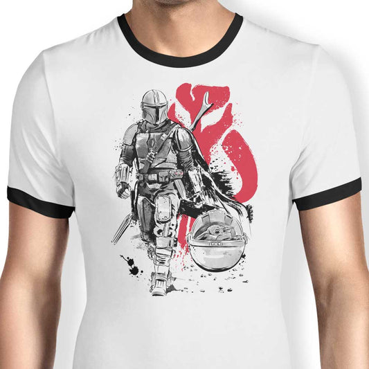 Lone Hunter and Cup - Ringer T-Shirt