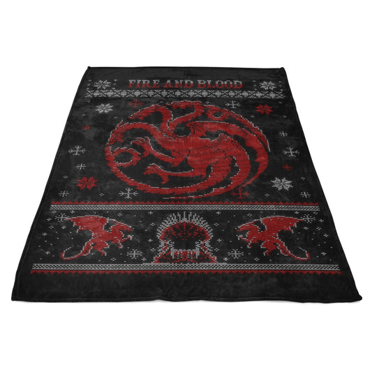 Red Dragon Sweater - Fleece Blanket