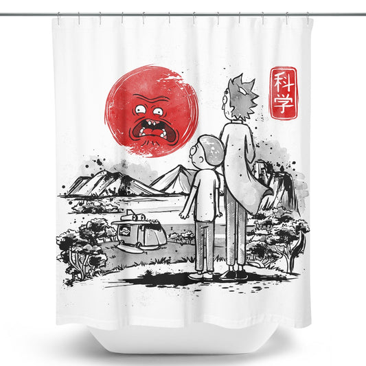 Screaming Red Sun - Shower Curtain