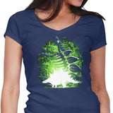 Stegosaurus Silhouette - Women's V-Neck