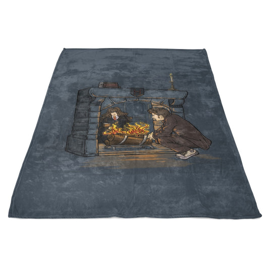 The Witch in the Fireplace - Fleece Blanket